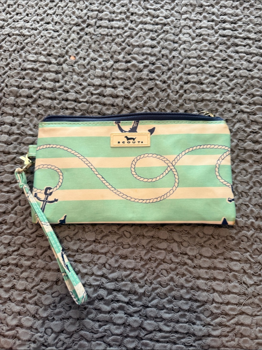 Scout Mint & Cream Nautical Stripe Wristlet